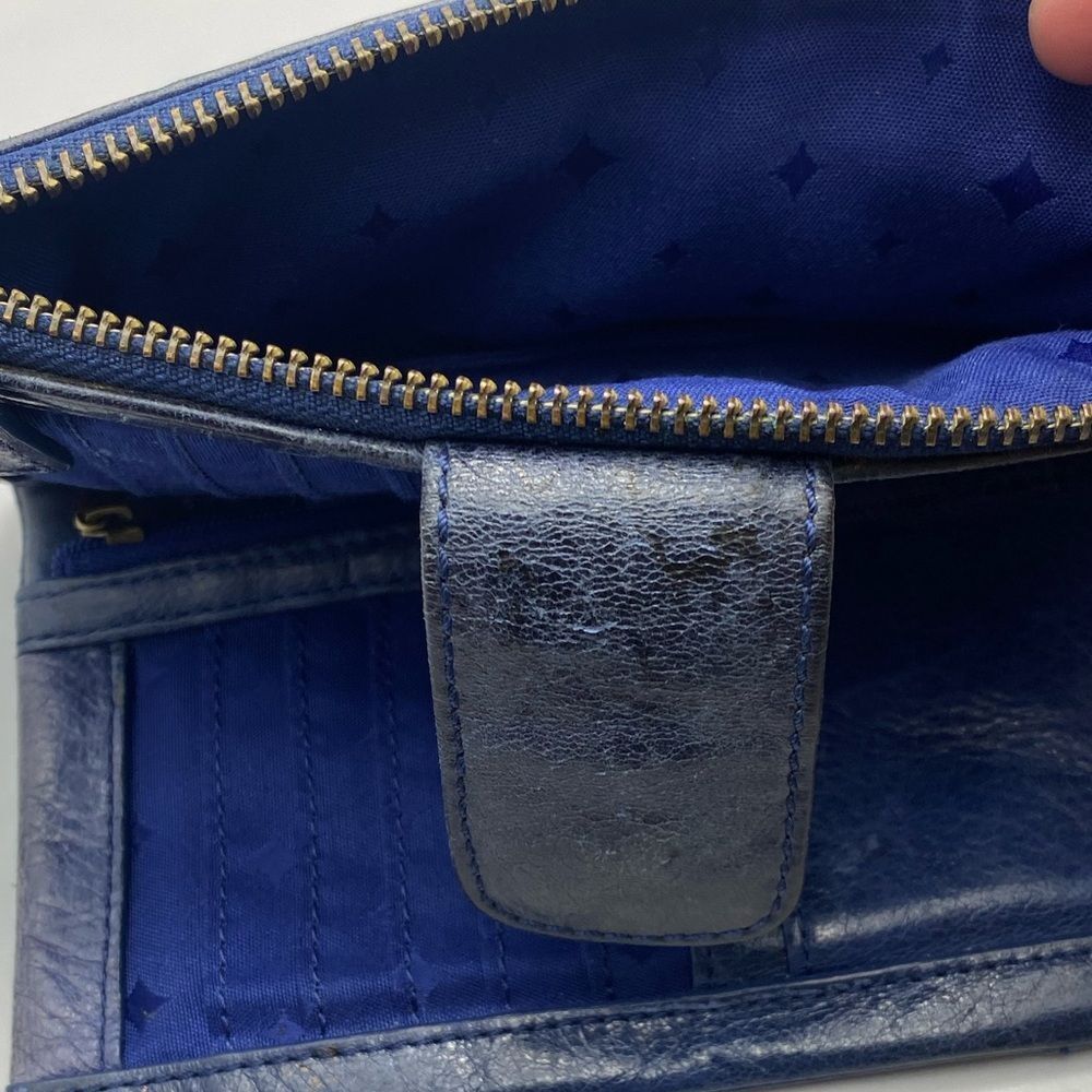 Fossil Blue Leather Wallet Long Live Vintage Clutch Organizer ID Card Holder - Picture 5 of 10